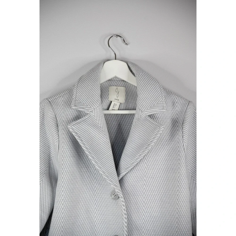 Joie Herringbone Pea Coat Womens‎ Small Grey Blazer Wool Blend Button office